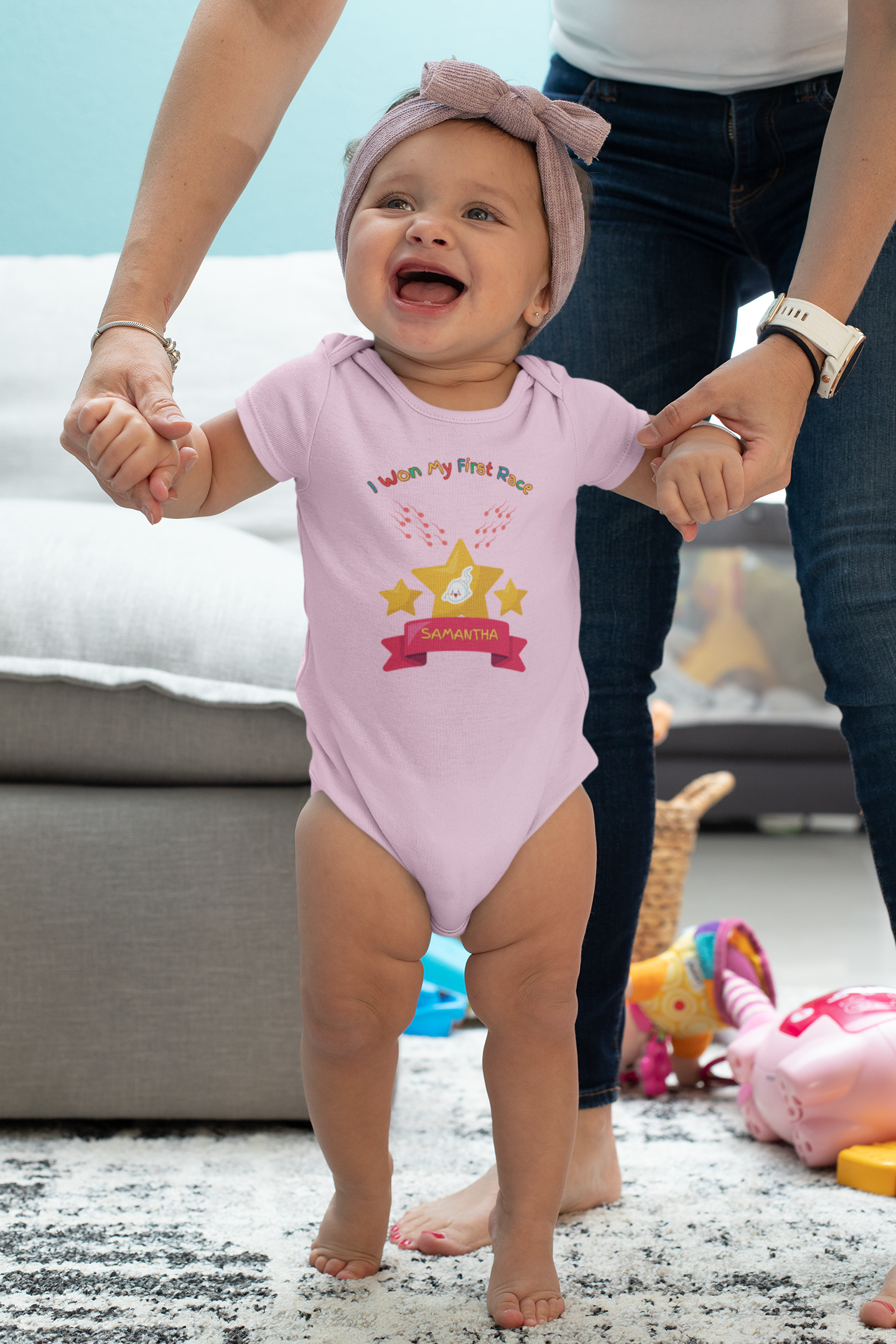 SNES | REACH Certified One-Piece Bodysuit | I Won My First Race | Infant Toddler 0-24M