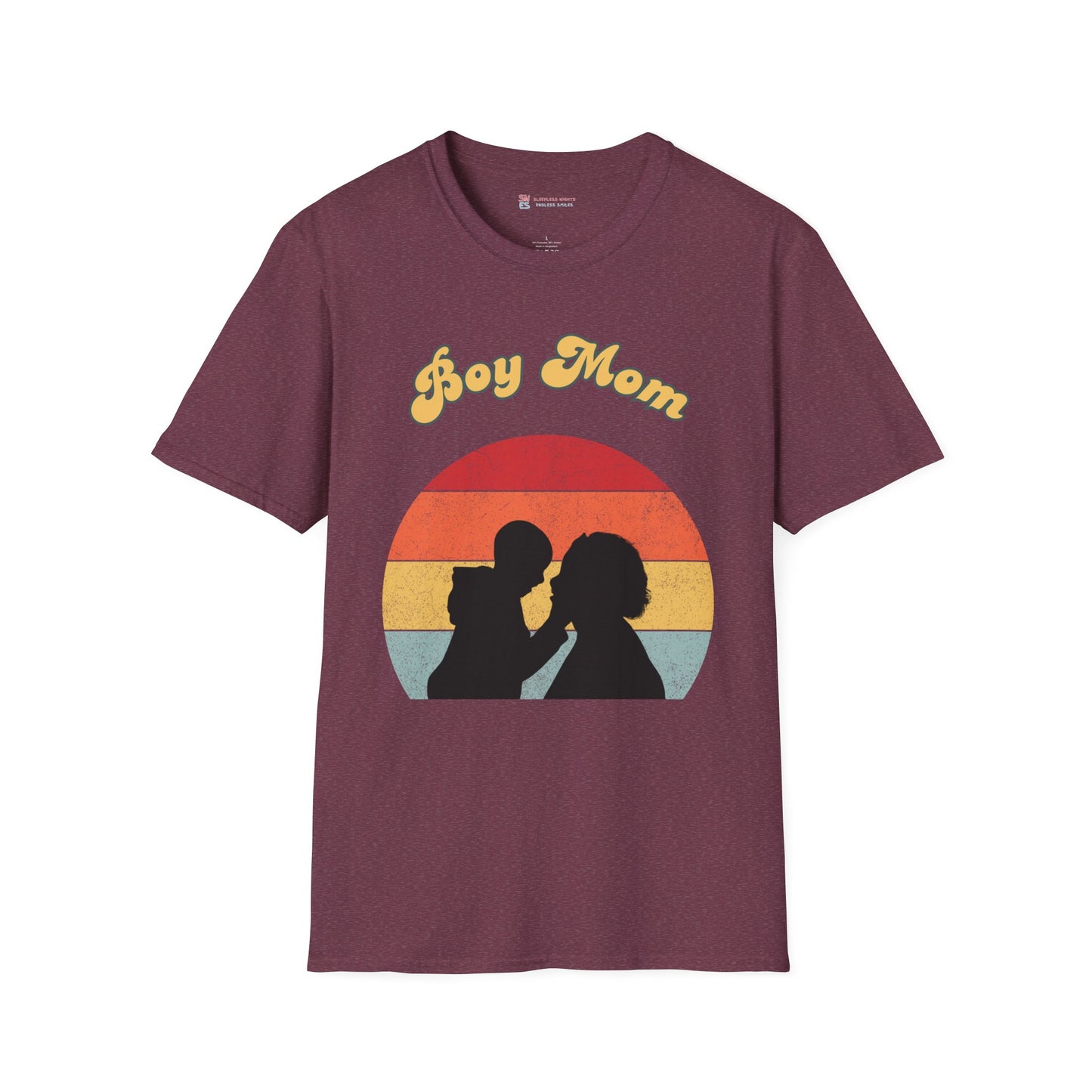 Boy Mom Unisex Softstyle T-Shirt - Retro Graphic Tee for Proud Mothers