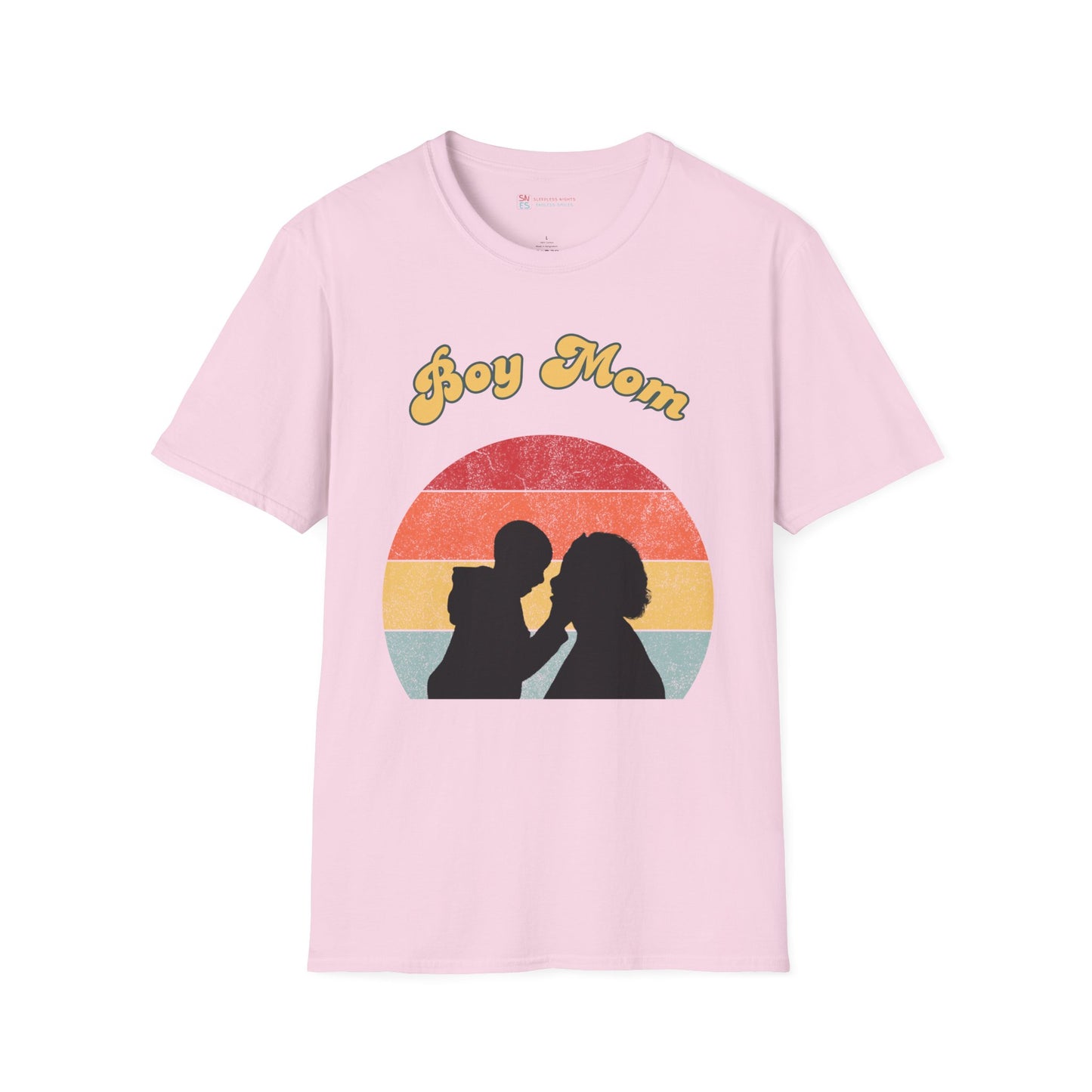 Boy Mom Unisex Softstyle T-Shirt - Retro Graphic Tee for Proud Mothers