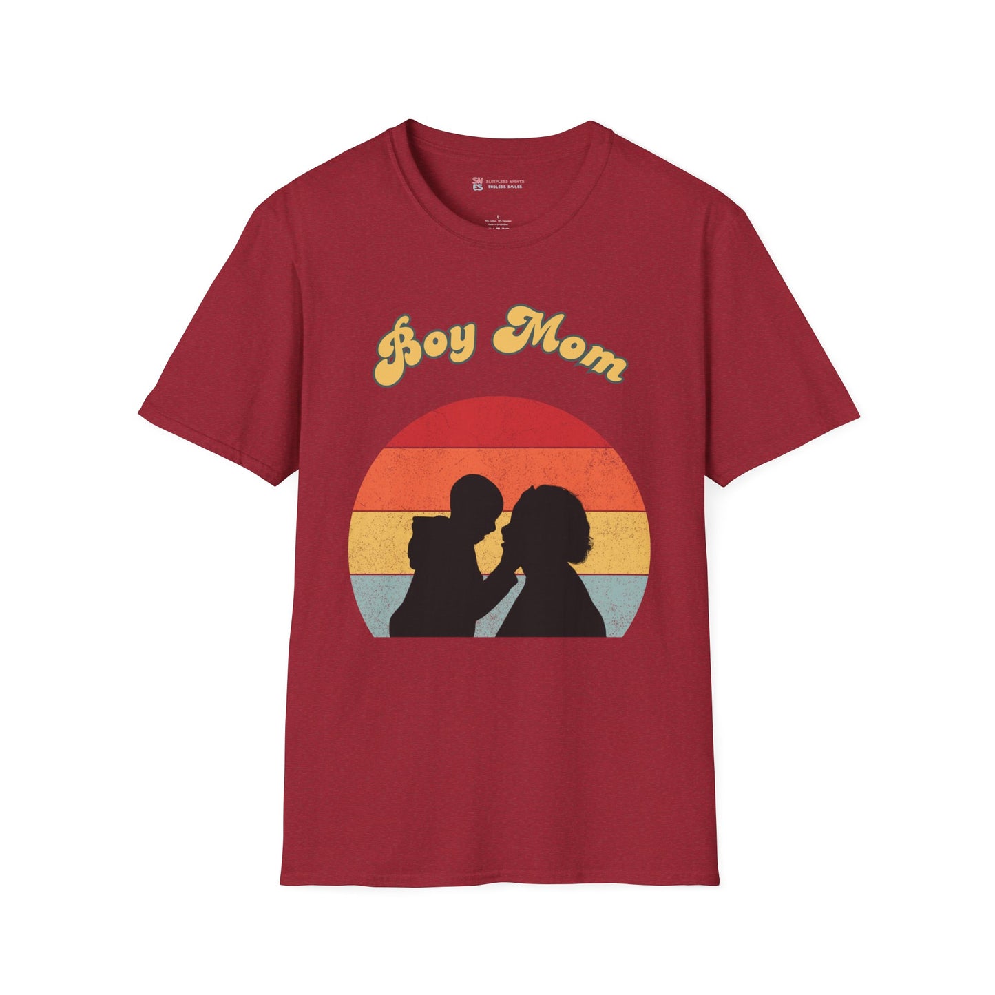 Boy Mom Unisex Softstyle T-Shirt - Retro Graphic Tee for Proud Mothers