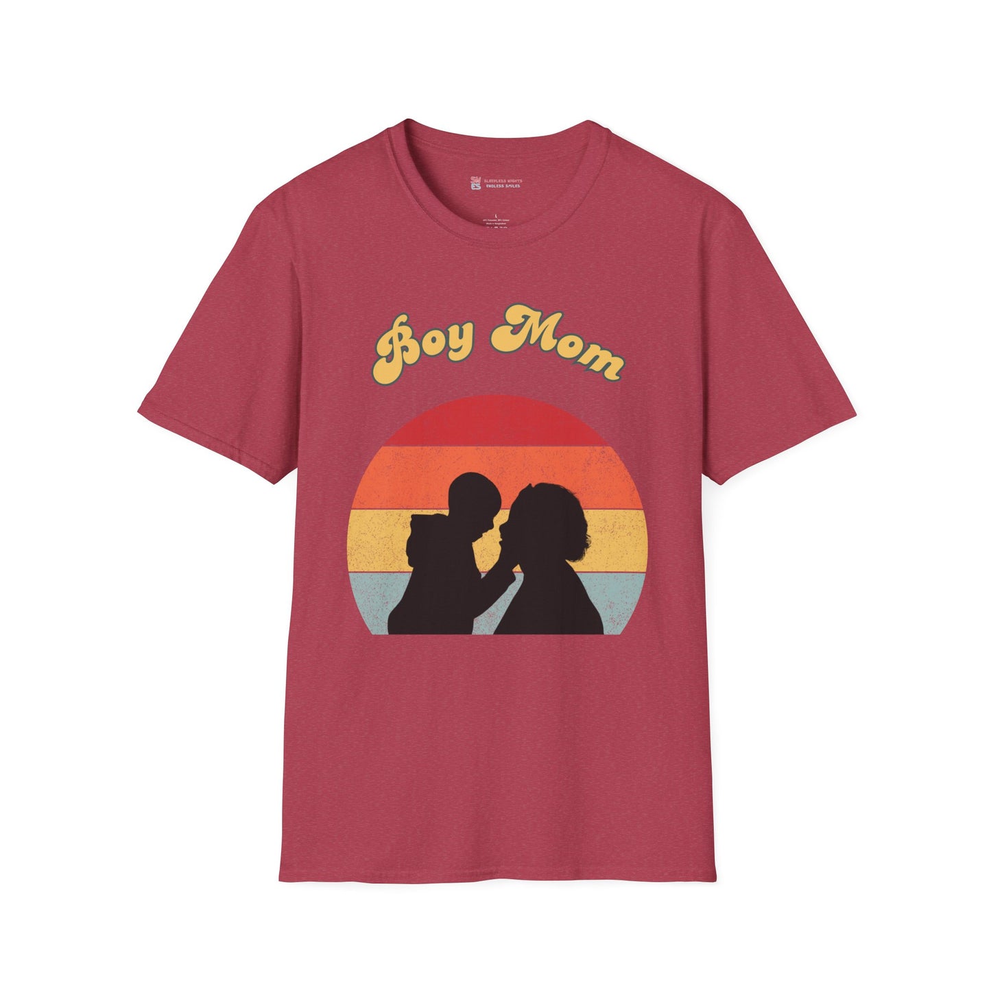 Boy Mom Unisex Softstyle T-Shirt - Retro Graphic Tee for Proud Mothers