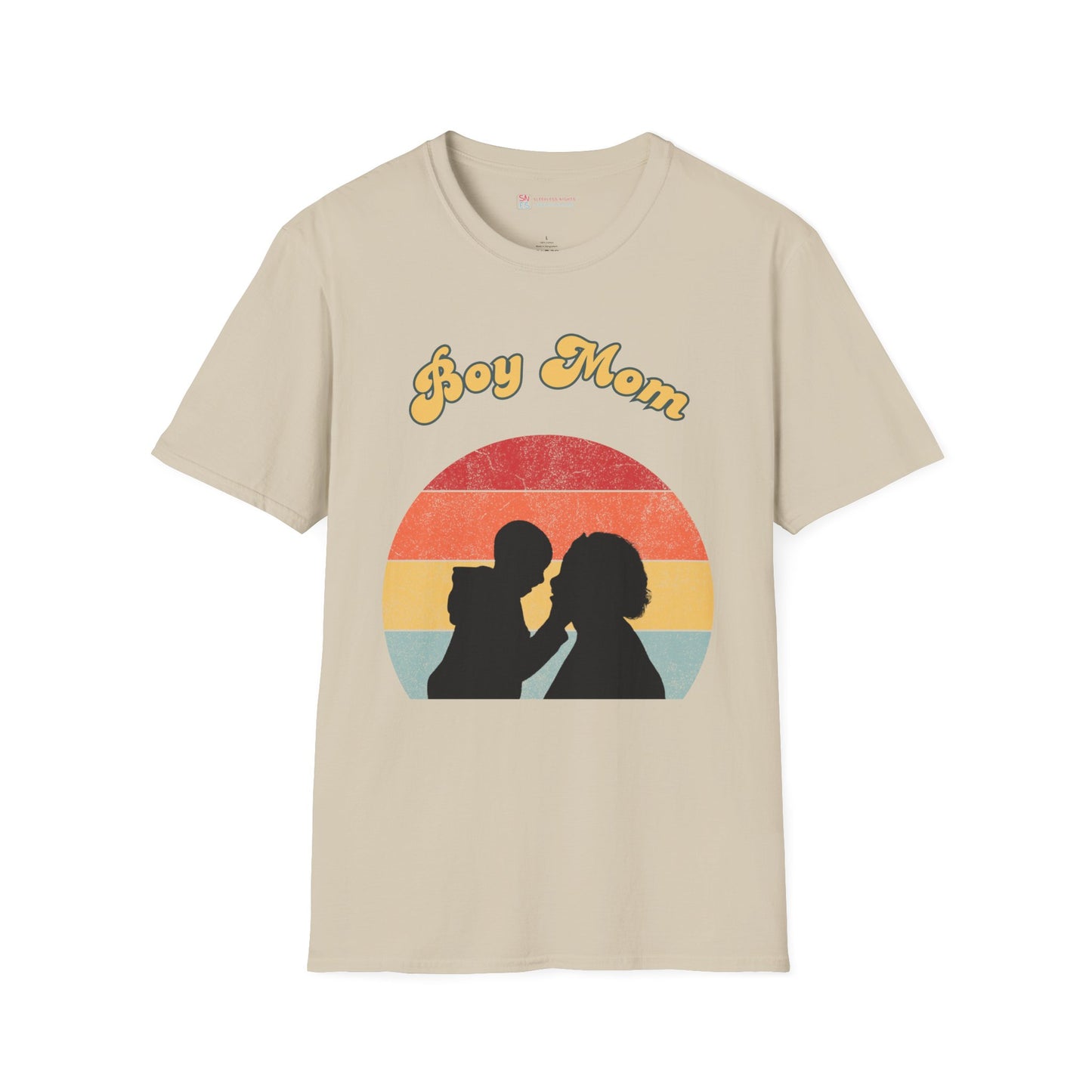 Boy Mom Unisex Softstyle T-Shirt - Retro Graphic Tee for Proud Mothers