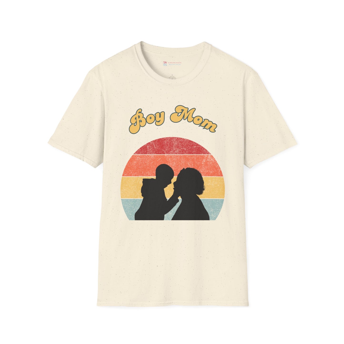 Boy Mom Unisex Softstyle T-Shirt - Retro Graphic Tee for Proud Mothers