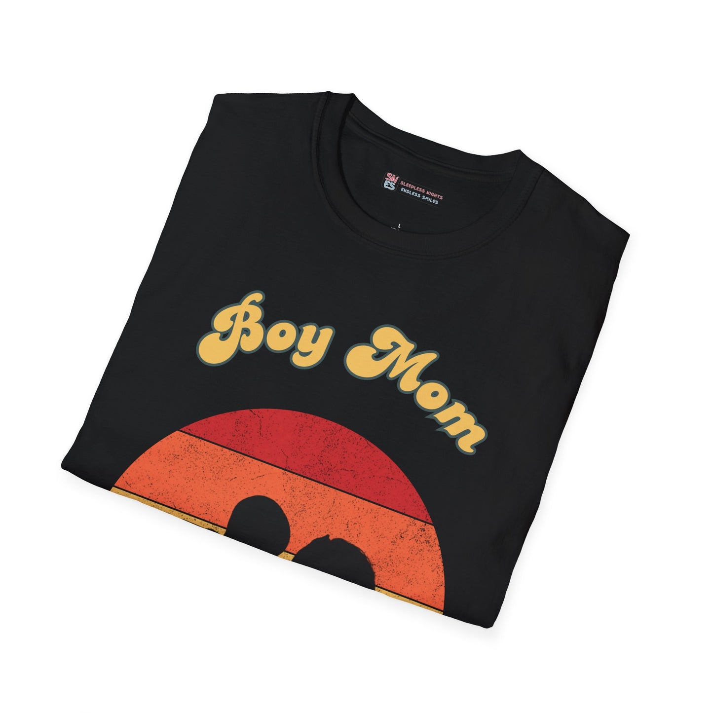 Boy Mom Unisex Softstyle T-Shirt - Retro Graphic Tee for Proud Mothers