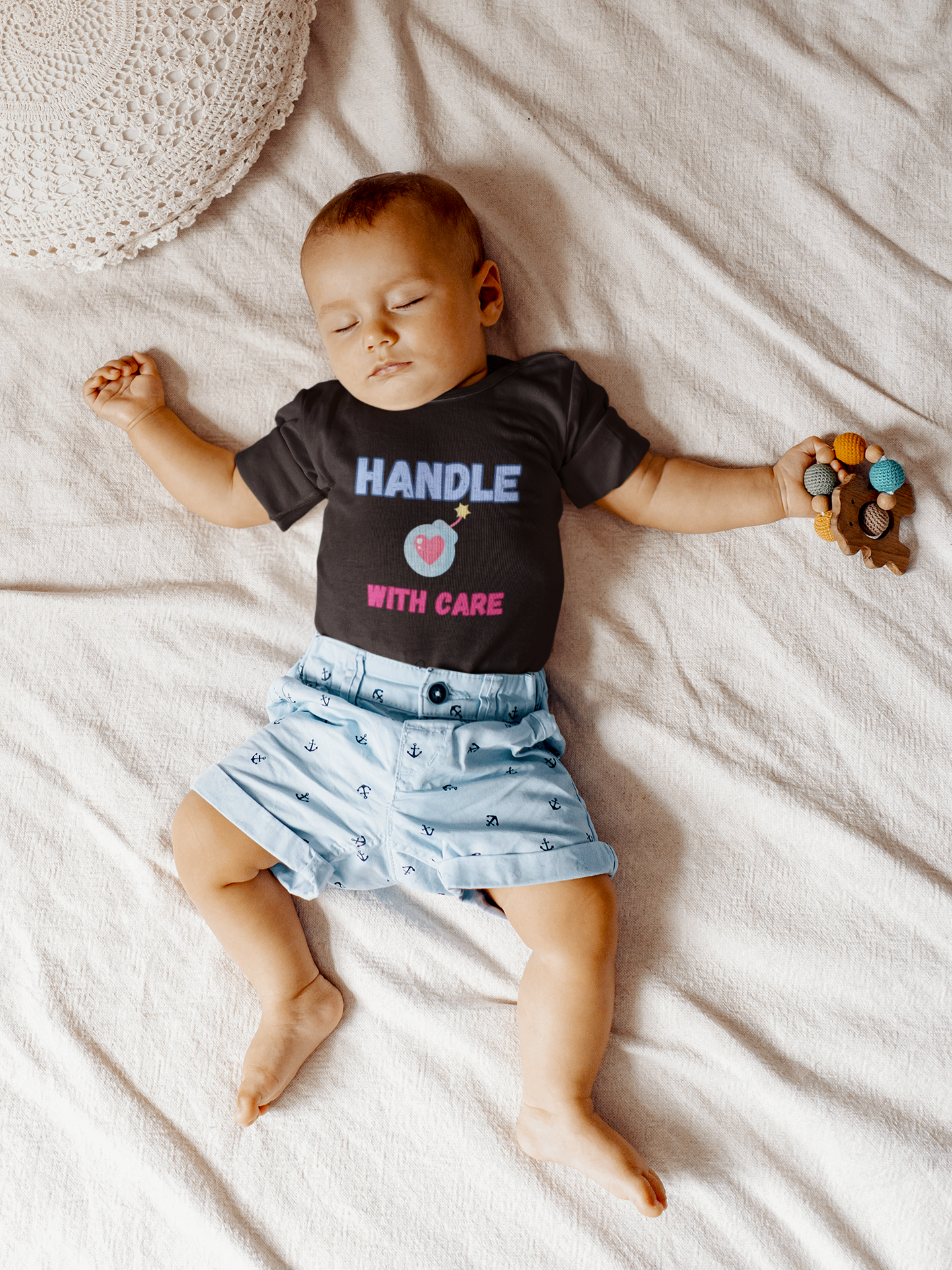 SNES | REACH Certified One-Piece Bodysuit | Handle With Care | Infant Toddler 0-24M