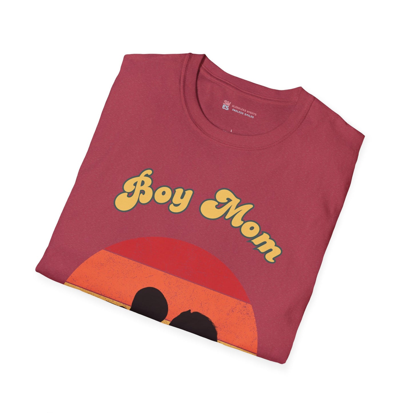 Boy Mom Unisex Softstyle T-Shirt - Retro Graphic Tee for Proud Mothers