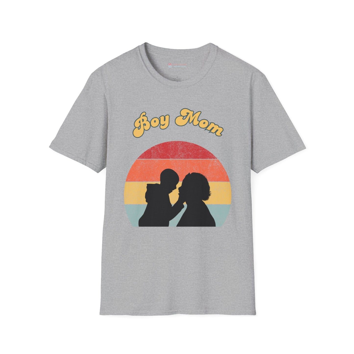 Boy Mom Unisex Softstyle T-Shirt - Retro Graphic Tee for Proud Mothers