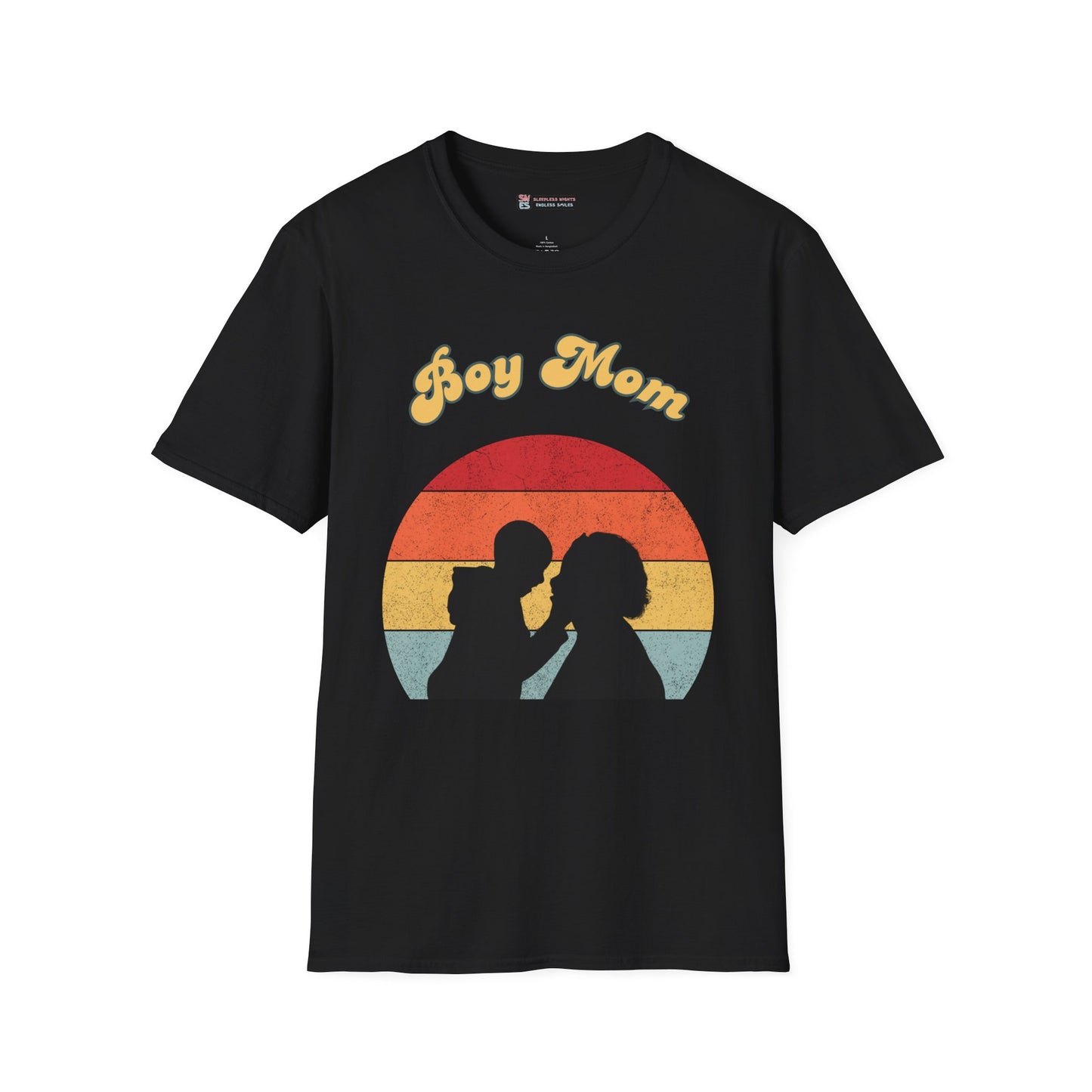 Boy Mom Unisex Softstyle T-Shirt - Retro Graphic Tee for Proud Mothers