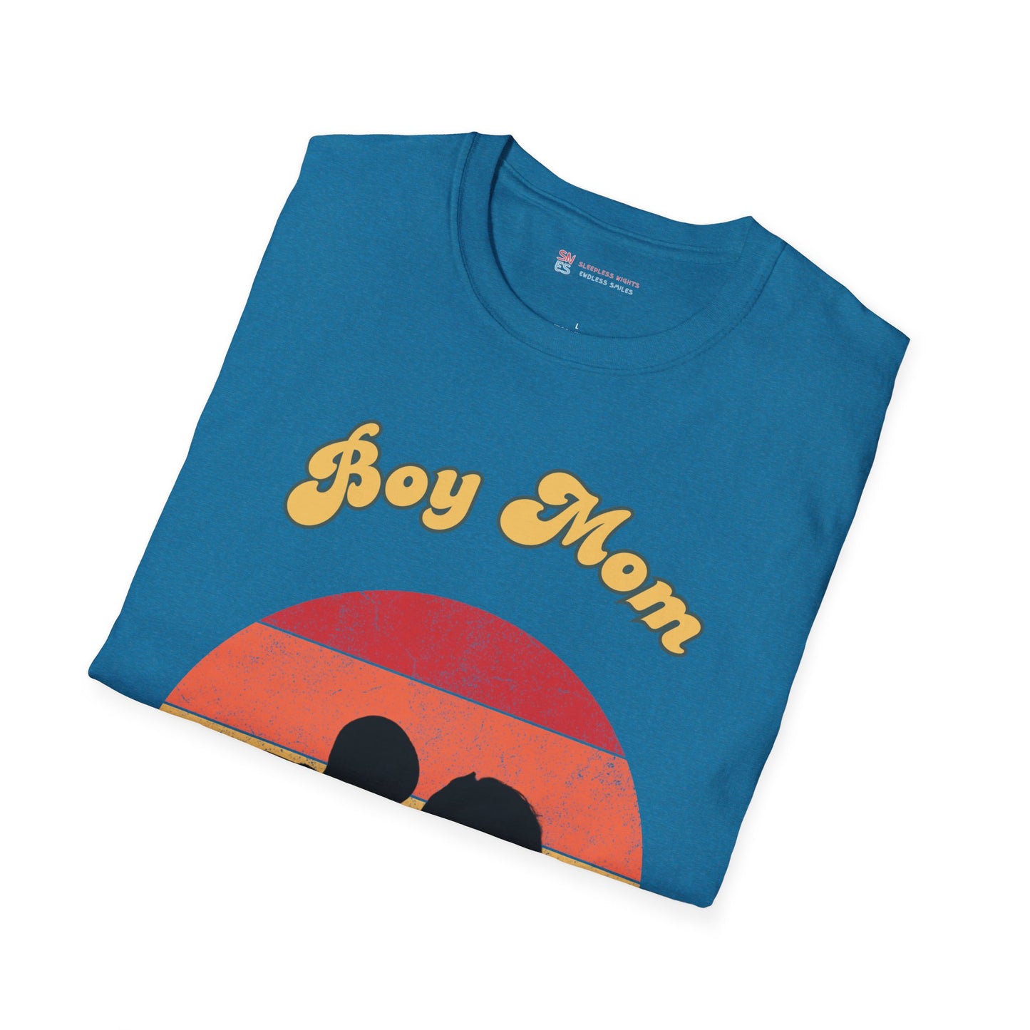 Boy Mom Unisex Softstyle T-Shirt - Retro Graphic Tee for Proud Mothers