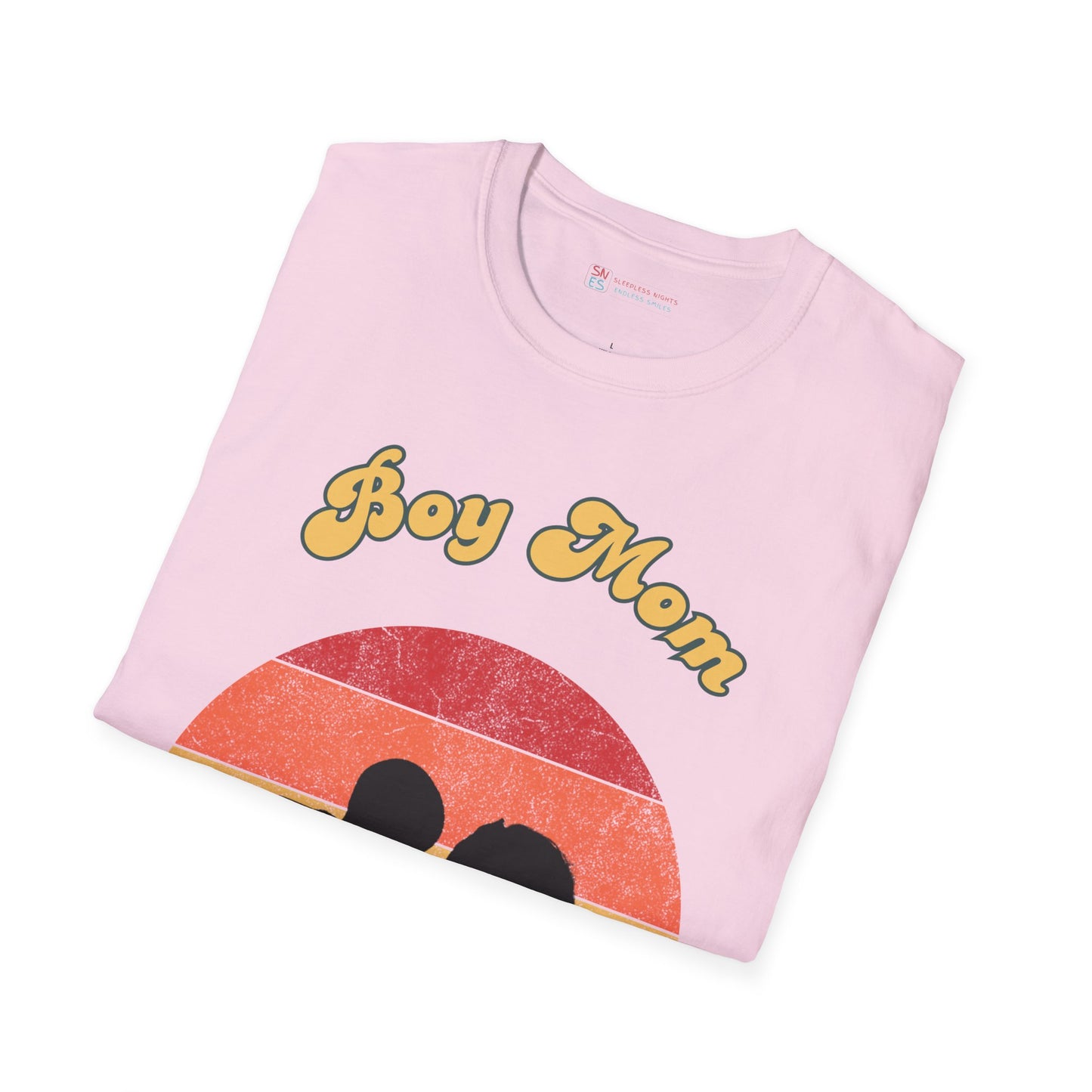 Boy Mom Unisex Softstyle T-Shirt - Retro Graphic Tee for Proud Mothers