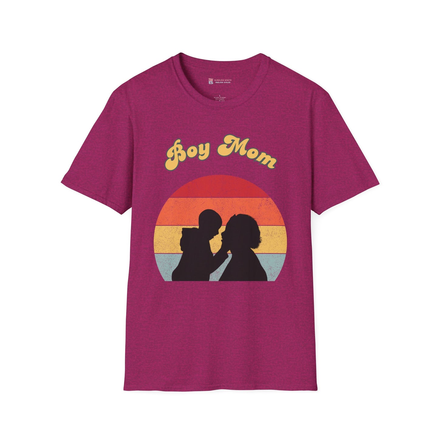 Boy Mom Unisex Softstyle T-Shirt - Retro Graphic Tee for Proud Mothers