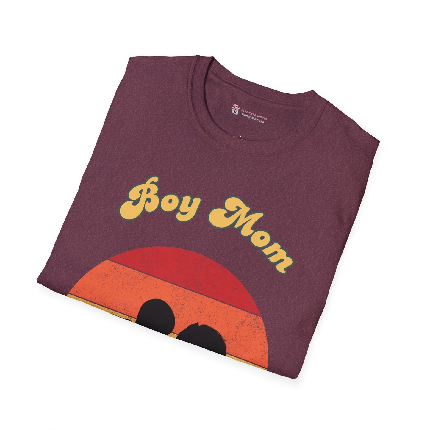 Boy Mom Unisex Softstyle T-Shirt - Retro Graphic Tee for Proud Mothers