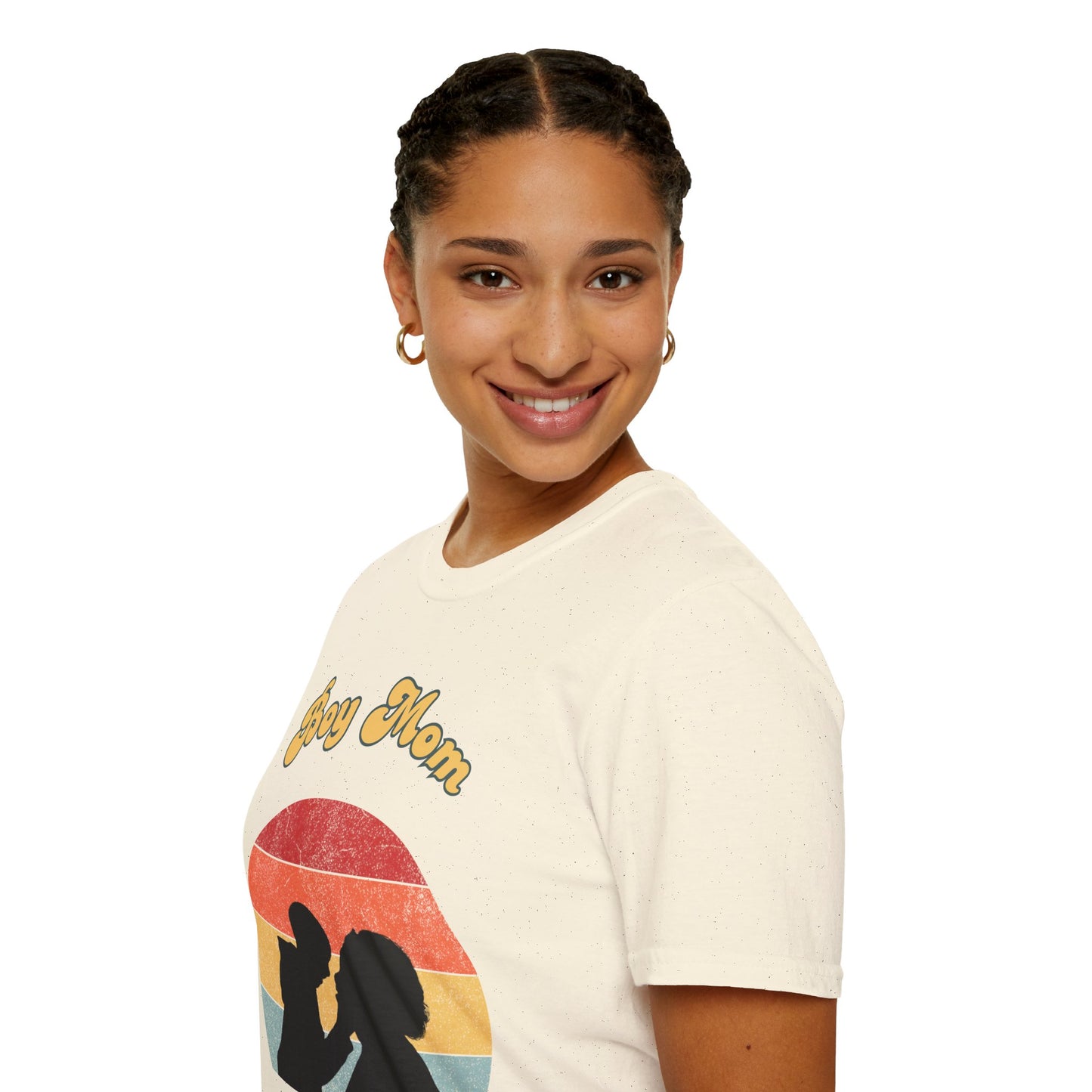 Boy Mom Unisex Softstyle T-Shirt - Retro Graphic Tee for Proud Mothers