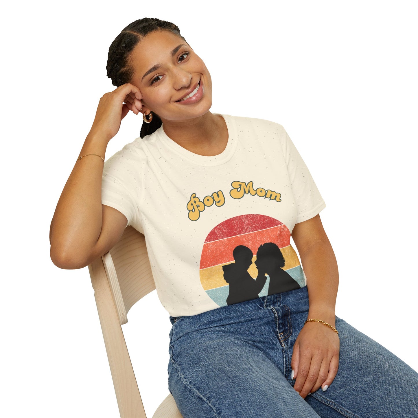 Boy Mom Unisex Softstyle T-Shirt - Retro Graphic Tee for Proud Mothers