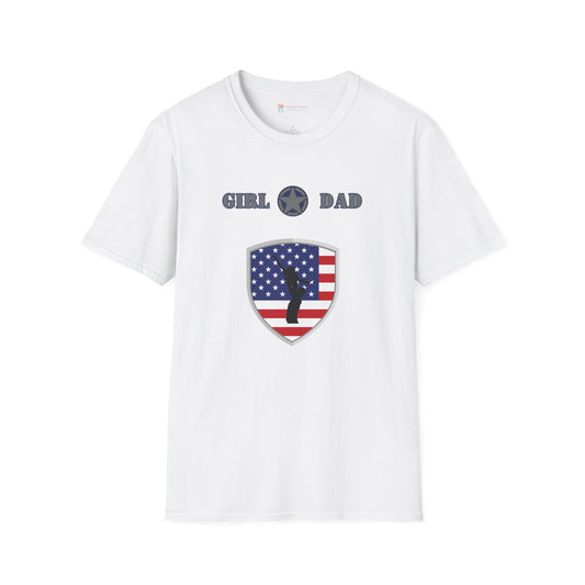 Girl Dad Unisex Softstyle T-Shirt - Patriotic Design