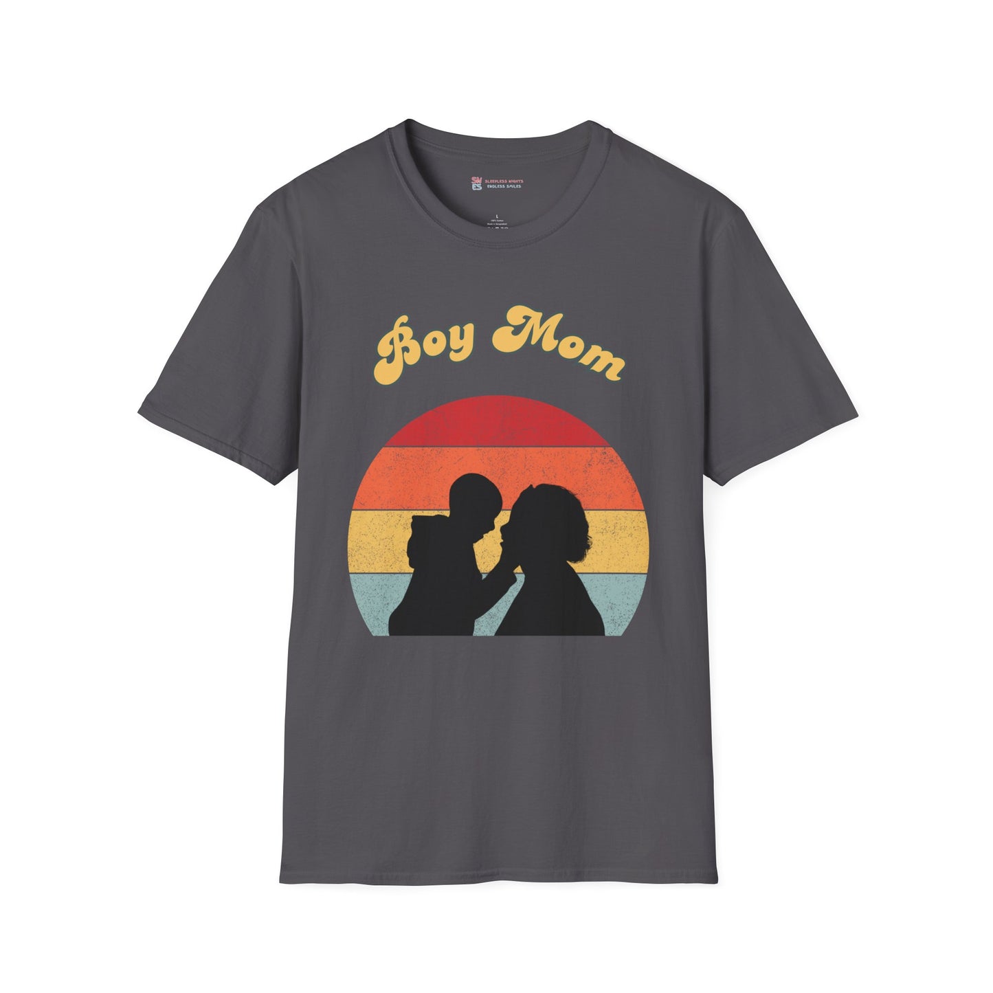 Boy Mom Unisex Softstyle T-Shirt - Retro Graphic Tee for Proud Mothers